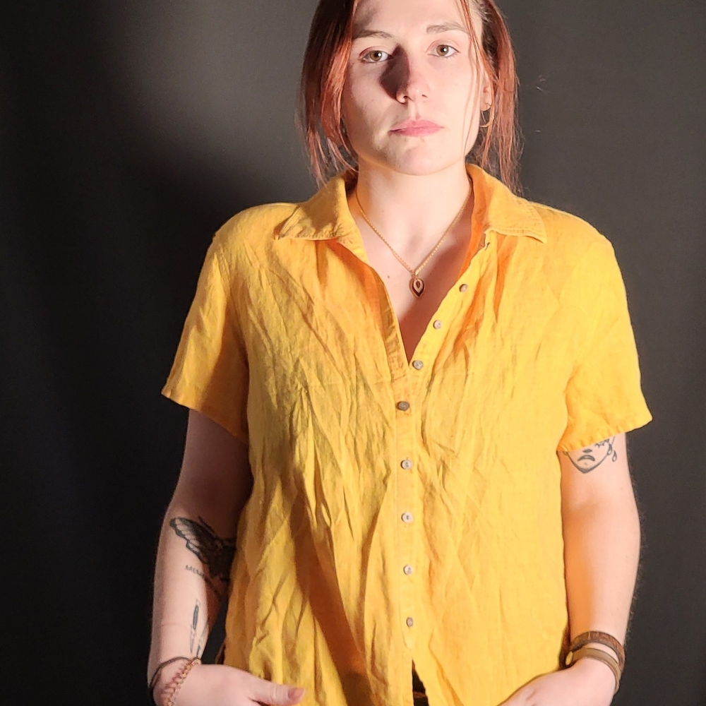 J. Jill Mustard Button-Down Shirt